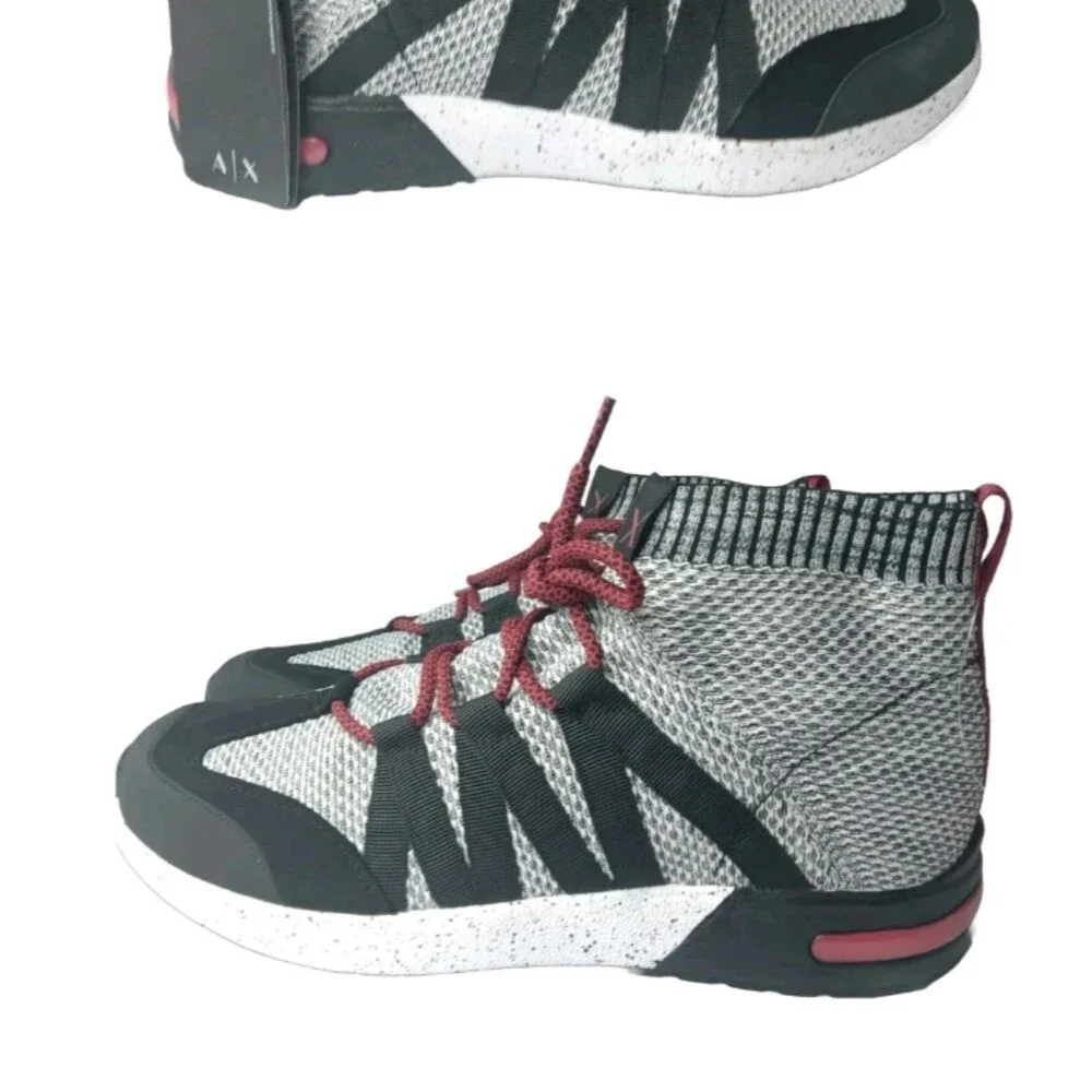 Armani Exchange Mens Shoes Size 13 Sneakers Black Red White